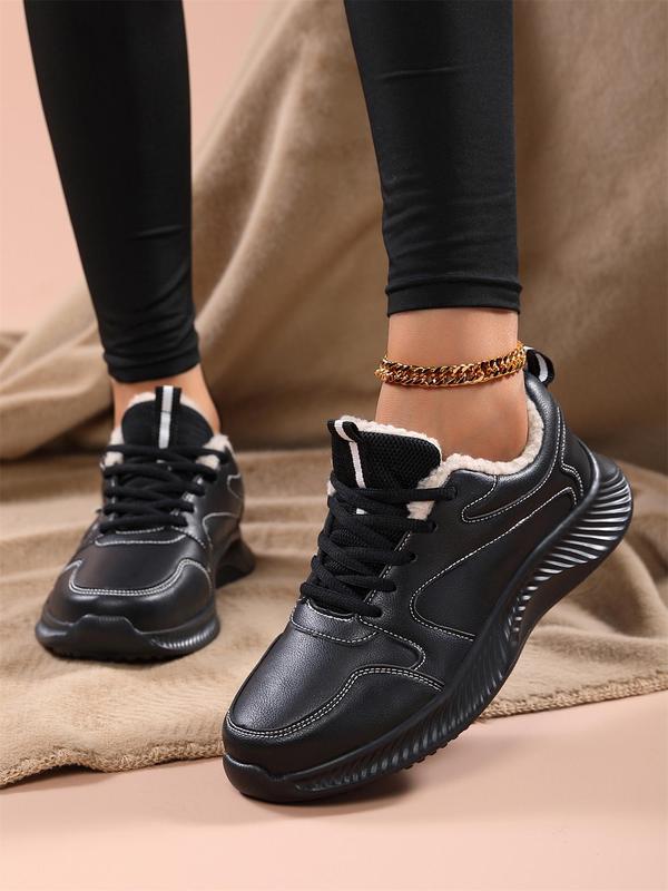 Women's Fashionable Lace Up Front Snow Boots, Casual Comfortable Breathable Sports Shoes, Female All-match Round Toe Shoes for Daily Wear