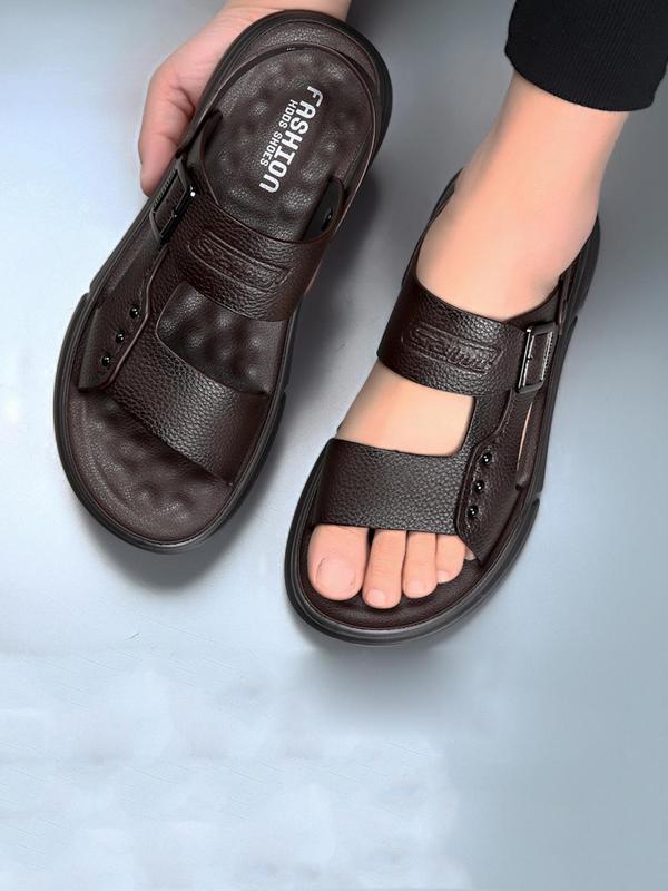 Men's Casual Plain PU Leather Sandals, 1 Pair New Trend All-match Slingback Sandals, Summer Outdoor Shoes for Daily Wear