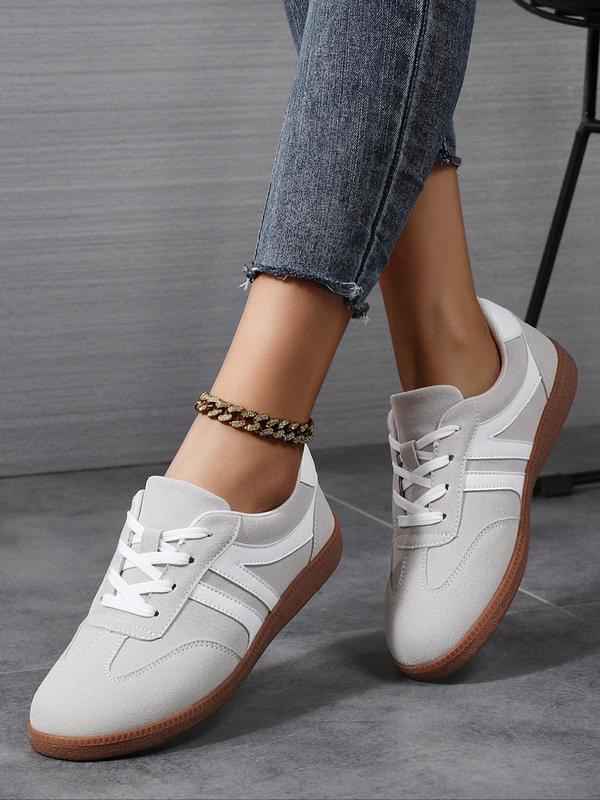 Women's Fashionable Patchwork Lace Up Sneakers, Casual Comfortable Breathable Sports Shoes, Female All-match Round Toe Shoes for Daily Wear