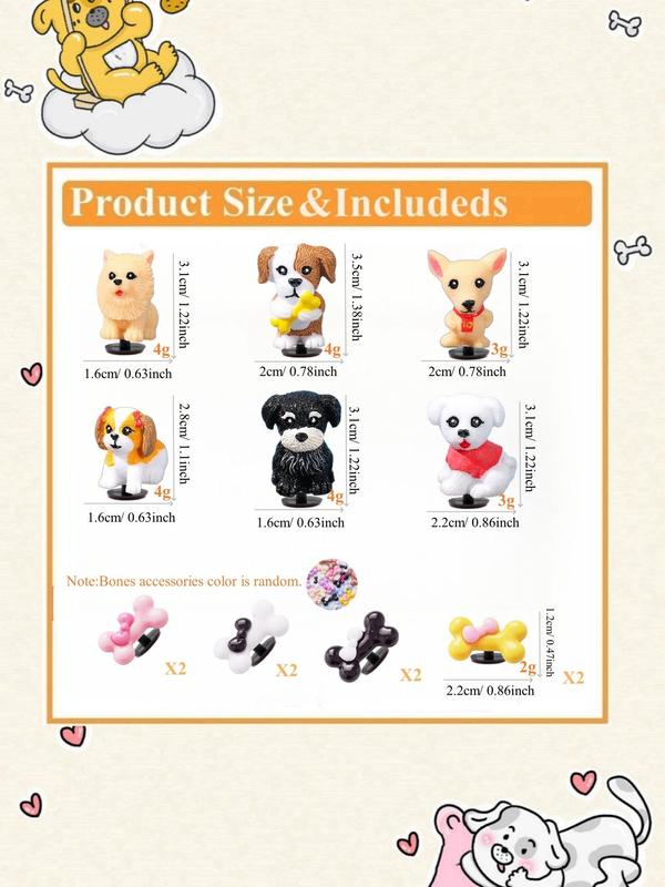 14pcs set Cute Cartoon Dog Design Shoes Decoration, 2024 New Trendy Croc Charms, Fashionable Kawaii Shoes Decorations for Vented Clogs, Cute Shoes Accessories for Birthday Party