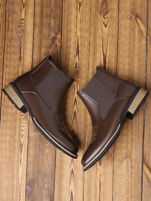 Men's Business Style Solid Color Chelsea Boots, Fashionable Square Toe Ankle Boots for Daily Wear, Casual Comfortable Shoes for Daily Wear