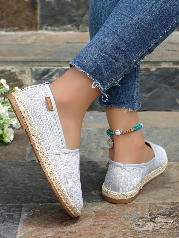 Women's Boho Style Solid Color Slip on Flats, Casual Comfortable Round Toe Flat Shoes, Fashionable Shoes for Daily Wear