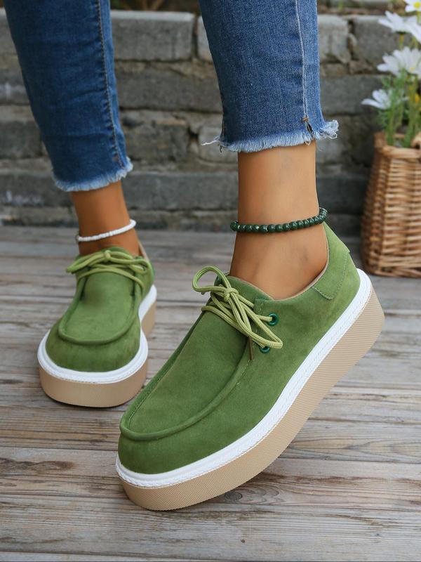 Women's Fashionable Lace Up Low Top Sneakers, Casual Comfortable Platform Sports Shoes for Daily Wear, Female All-match Round Toe Shoes for Daily Wear