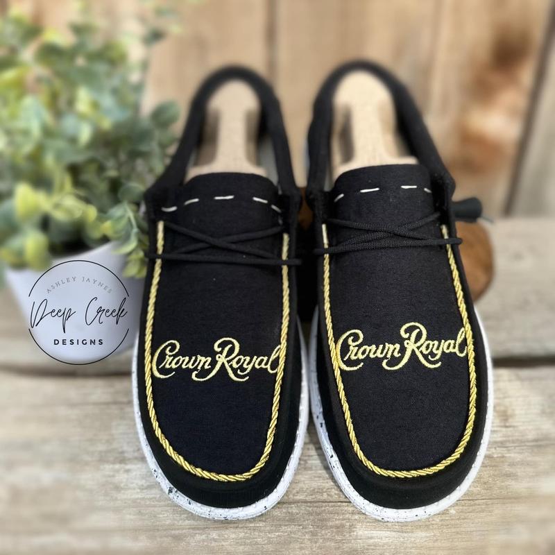 Custom BLACK Crown Royal WENDY WALLY Hey Dudes MEN OR WOMEN - ANY SIZE