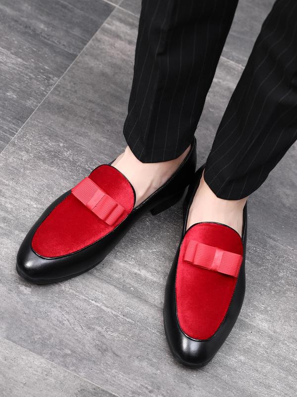 Men's Business Formal Colorblock Slip on Dress Shoes, Fashionable Pointed Toe Loafer Shoes for Work Office, Casual Trendy Shoes for Daily Wear