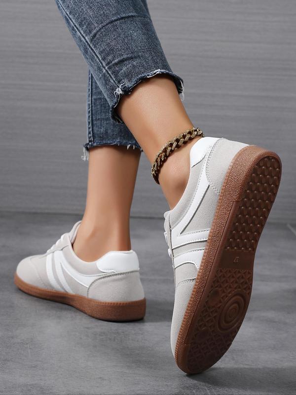 Women's Fashionable Patchwork Lace Up Sneakers, Casual Comfortable Breathable Sports Shoes, Female All-match Round Toe Shoes for Daily Wear