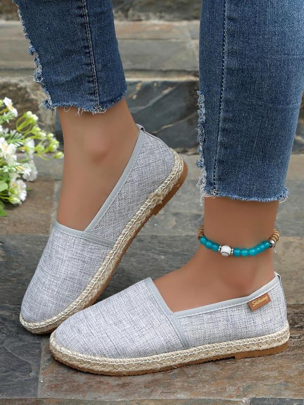 Women's Boho Style Solid Color Slip on Flats, Casual Comfortable Round Toe Flat Shoes, Fashionable Shoes for Daily Wear