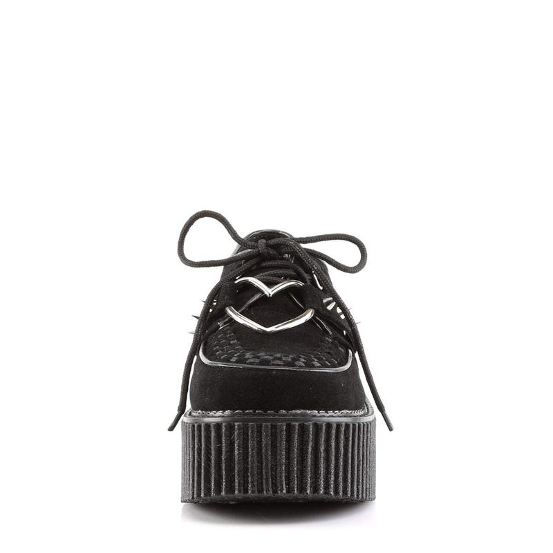 Demonia Creeper-206 Black Vegan Suede-Vegan Leather Creepers