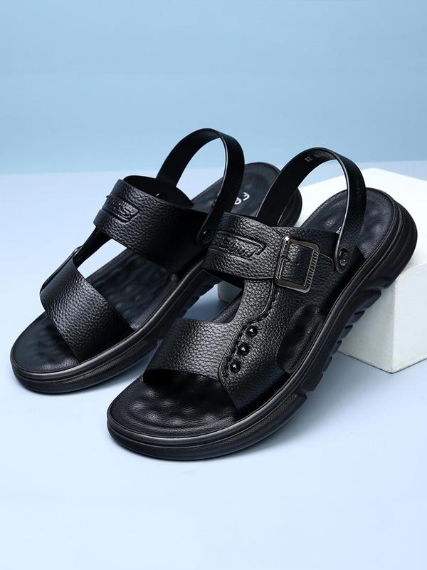 Men's Casual Plain PU Leather Sandals, 1 Pair New Trend All-match Slingback Sandals, Summer Outdoor Shoes for Daily Wear