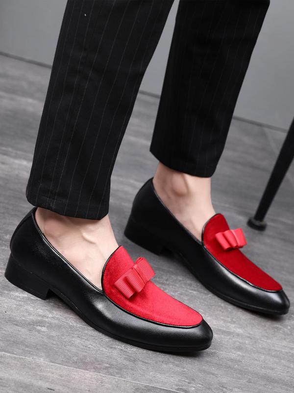 Men's Business Formal Colorblock Slip on Dress Shoes, Fashionable Pointed Toe Loafer Shoes for Work Office, Casual Trendy Shoes for Daily Wear