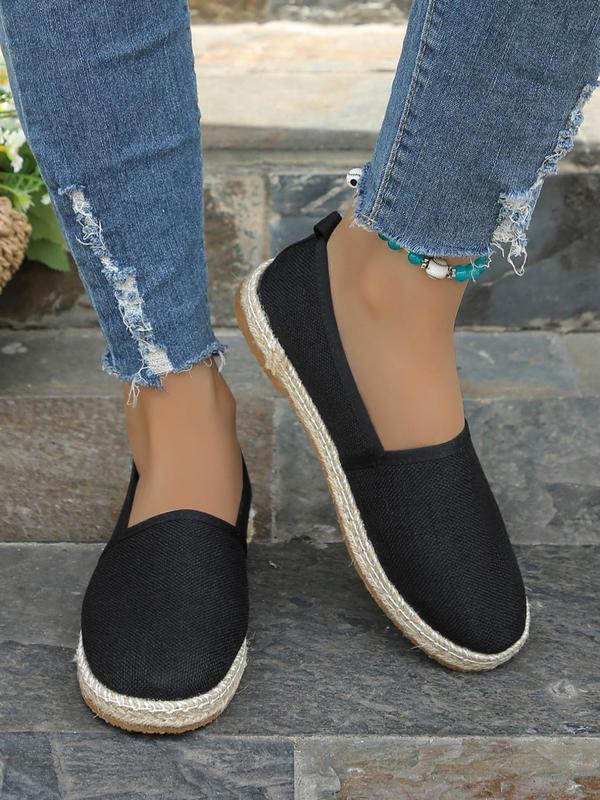 Women's Boho Style Solid Color Slip on Flats, Casual Comfortable Round Toe Flat Shoes, Fashionable Shoes for Daily Wear