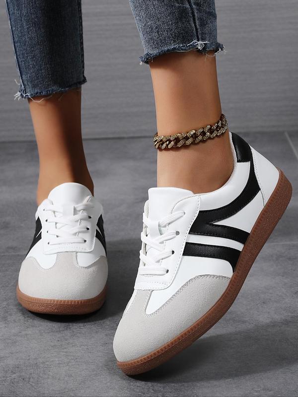 Women's Fashionable Patchwork Lace Up Sneakers, Casual Comfortable Breathable Sports Shoes, Female All-match Round Toe Shoes for Daily Wear