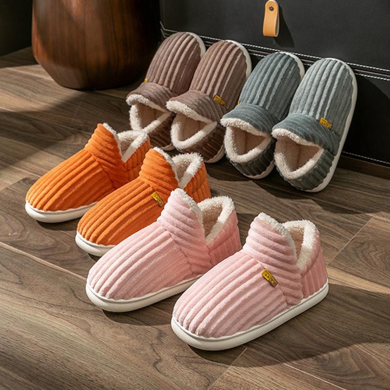 Warm Slip-On Slippers for Men & Women Simple Solid Color Close Toe House Shoes Comfortable Winter Outdoor Indoor Shoes