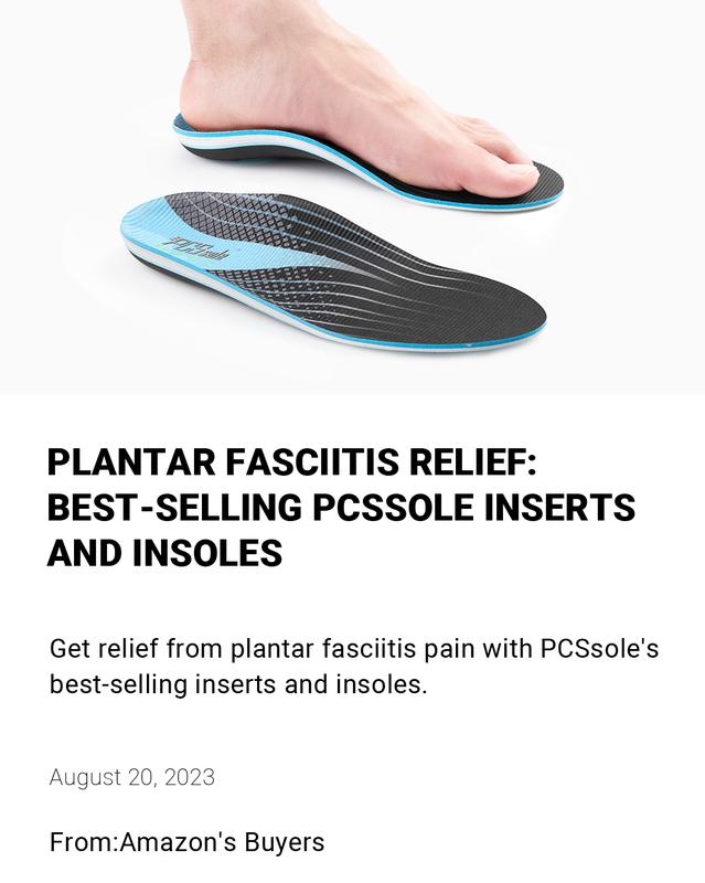 PCSsole Plantar Fasciitis Insole - Heavy Duty High Arch Support Insole with Comfort Cushion Orthotic for Flat Feet - Foot Pain - Footwear Boots Insole