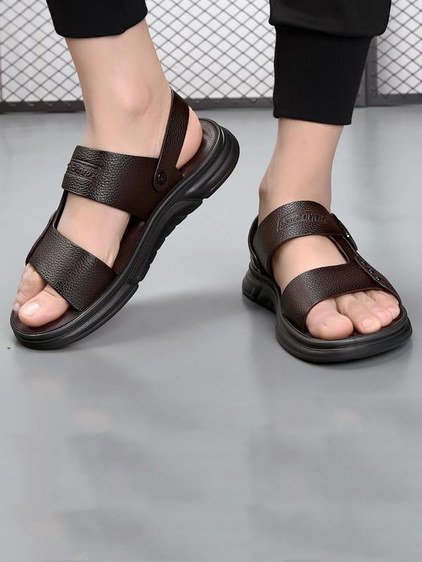 Men's Casual Plain PU Leather Sandals, 1 Pair New Trend All-match Slingback Sandals, Summer Outdoor Shoes for Daily Wear