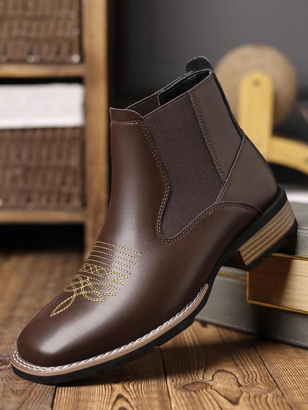 Men's Business Style Solid Color Chelsea Boots, Fashionable Square Toe Ankle Boots for Daily Wear, Casual Comfortable Shoes for Daily Wear