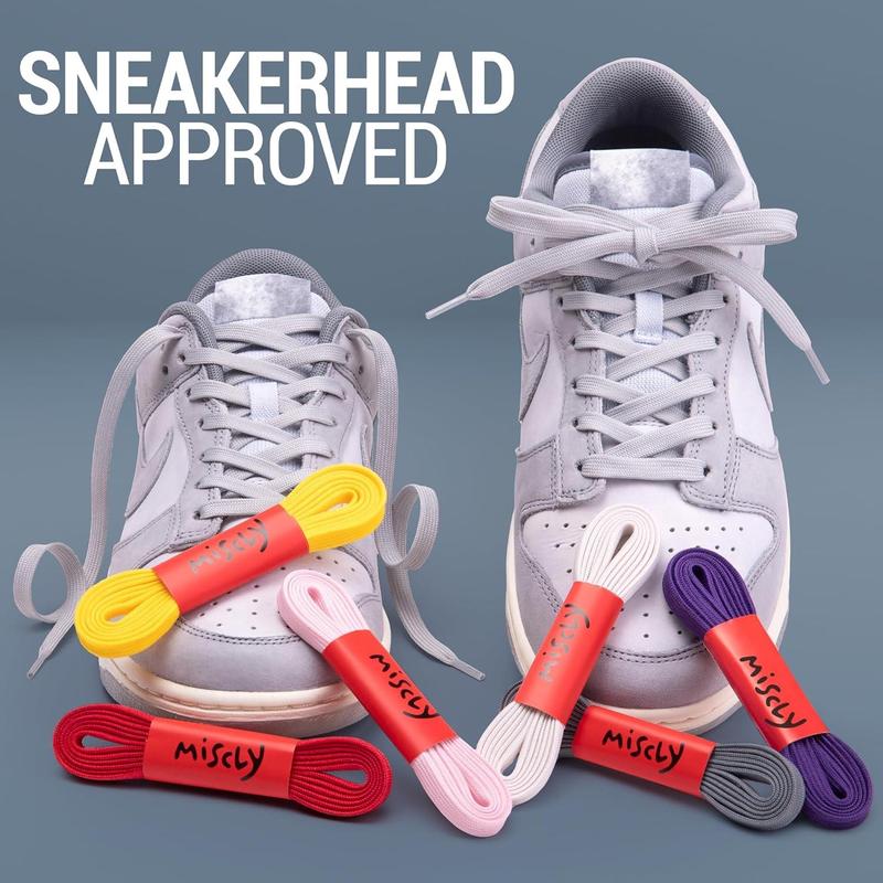 Miscly Flat Shoe Laces for Sneakers, Multiple Lengths and Colors Available