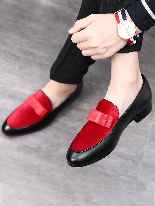 Men's Business Formal Colorblock Slip on Dress Shoes, Fashionable Pointed Toe Loafer Shoes for Work Office, Casual Trendy Shoes for Daily Wear