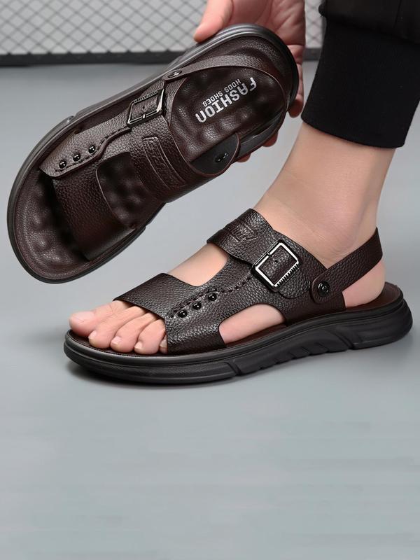 Men's Casual Plain PU Leather Sandals, 1 Pair New Trend All-match Slingback Sandals, Summer Outdoor Shoes for Daily Wear