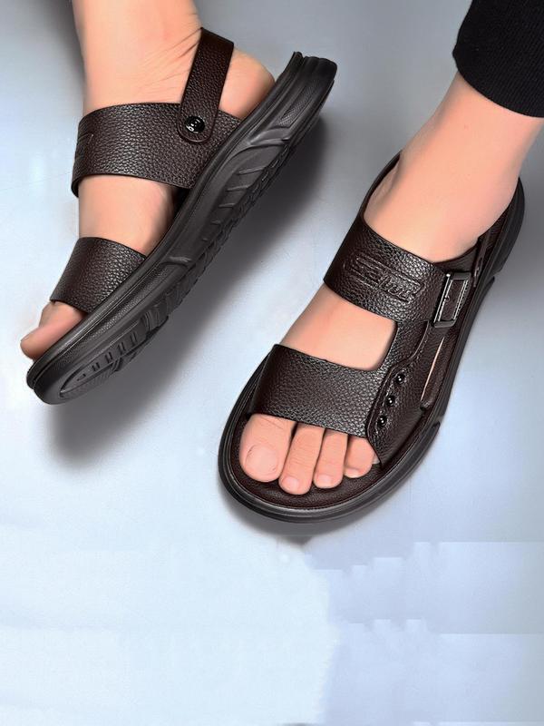 Men's Casual Plain PU Leather Sandals, 1 Pair New Trend All-match Slingback Sandals, Summer Outdoor Shoes for Daily Wear