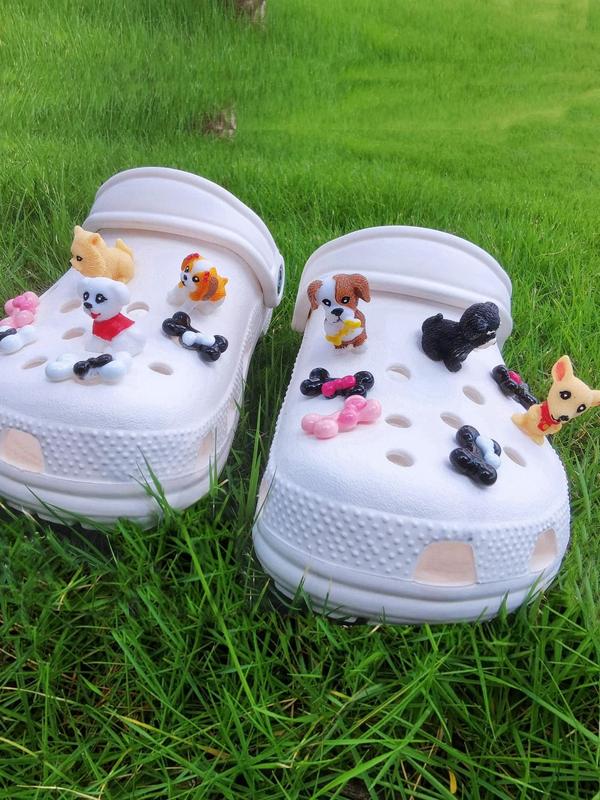 14pcs set Cute Cartoon Dog Design Shoes Decoration, 2024 New Trendy Croc Charms, Fashionable Kawaii Shoes Decorations for Vented Clogs, Cute Shoes Accessories for Birthday Party