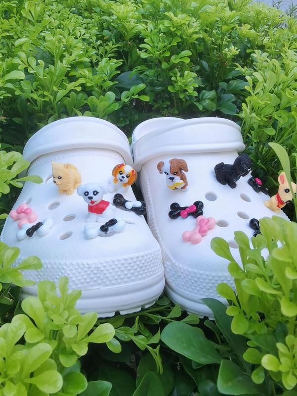 14pcs set Cute Cartoon Dog Design Shoes Decoration, 2024 New Trendy Croc Charms, Fashionable Kawaii Shoes Decorations for Vented Clogs, Cute Shoes Accessories for Birthday Party