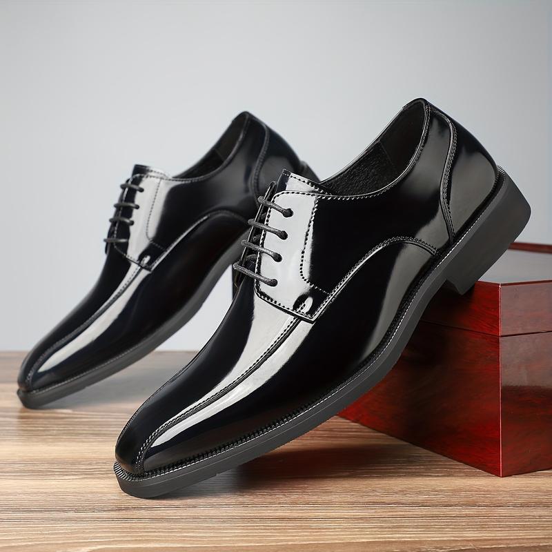 Men's Derby Shoes - Non Slip, Durable, Solid Color, Business Style, Casual, Rubber Sole - Boy, Walking Shoes solid color business formal Footwear business style