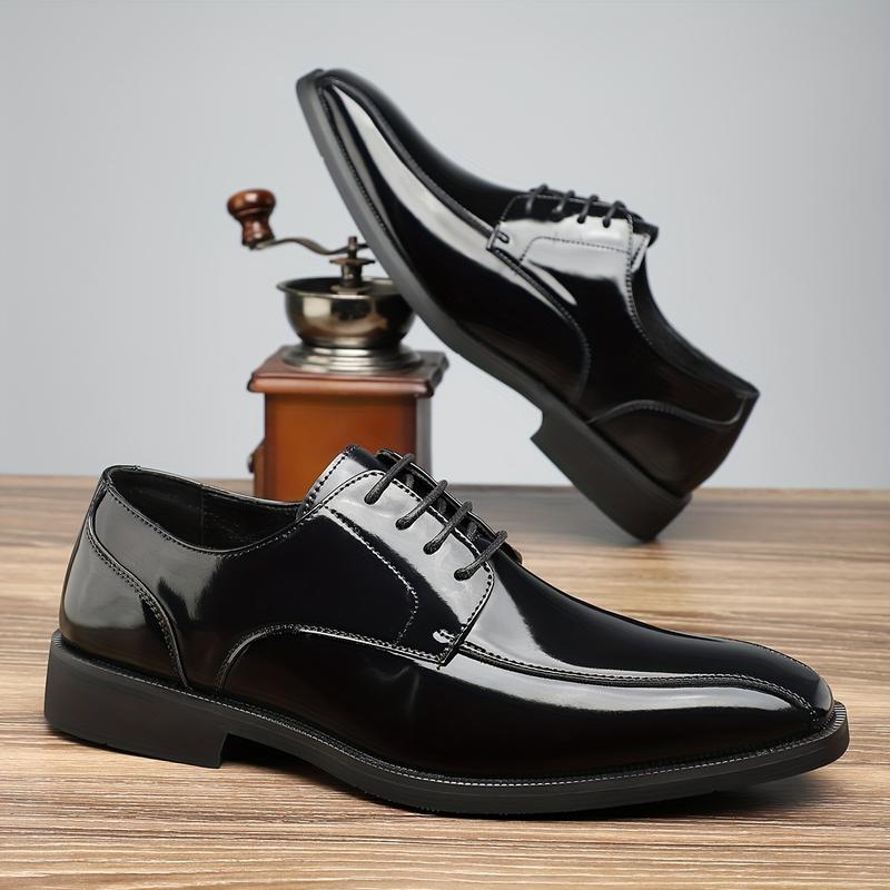 Men's Derby Shoes - Non Slip, Durable, Solid Color, Business Style, Casual, Rubber Sole - Boy, Walking Shoes solid color business formal Footwear business style