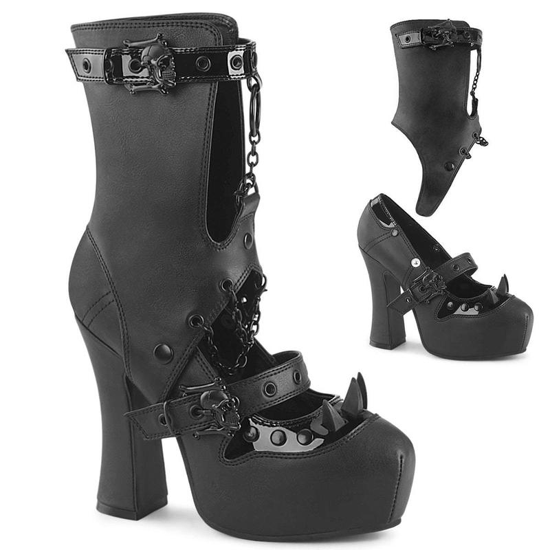 Demonia Demon-13 Black Vegan Leather Pumps