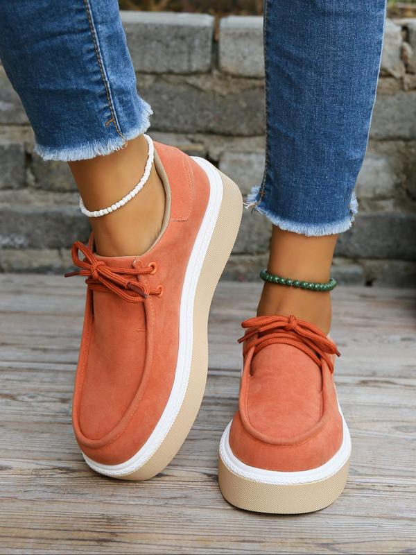 Women's Fashionable Lace Up Low Top Sneakers, Casual Comfortable Platform Sports Shoes for Daily Wear, Female All-match Round Toe Shoes for Daily Wear