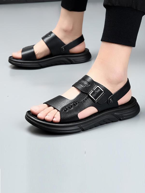 Men's Casual Plain PU Leather Sandals, 1 Pair New Trend All-match Slingback Sandals, Summer Outdoor Shoes for Daily Wear