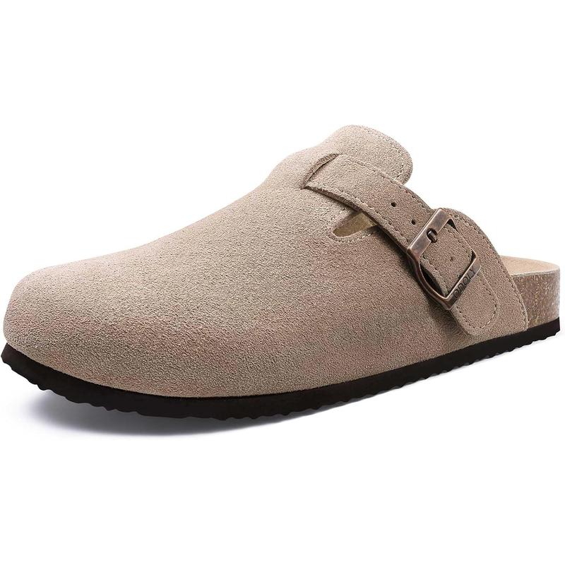 Women'S Suede Clogs Soft Cork Footbed Leather Mules Comfort Potato Shoes with Arch Support ODOLY