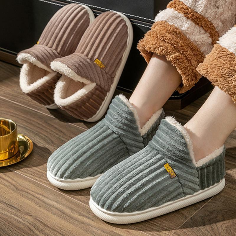 Warm Slip-On Slippers for Men & Women Simple Solid Color Close Toe House Shoes Comfortable Winter Outdoor Indoor Shoes