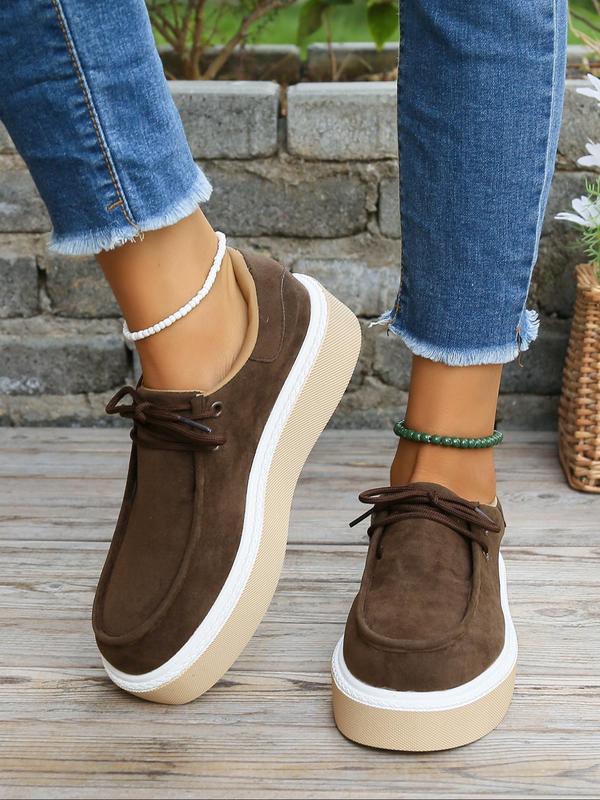 Women's Fashionable Lace Up Low Top Sneakers, Casual Comfortable Platform Sports Shoes for Daily Wear, Female All-match Round Toe Shoes for Daily Wear