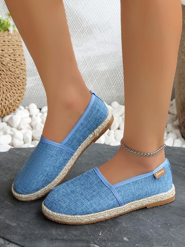 Women's Boho Style Solid Color Slip on Flats, Casual Comfortable Round Toe Flat Shoes, Fashionable Shoes for Daily Wear