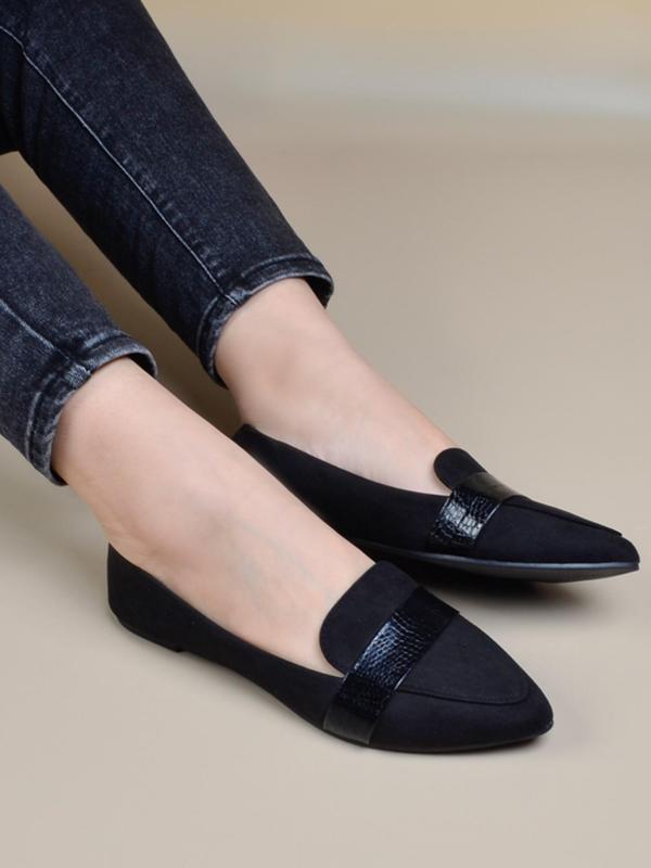 Women's Fashionable Solid Color Pointed Toe Slip On Flats, Casual Comfortable Versatile Flat Shoes, Matching Shoes For Daily Wear