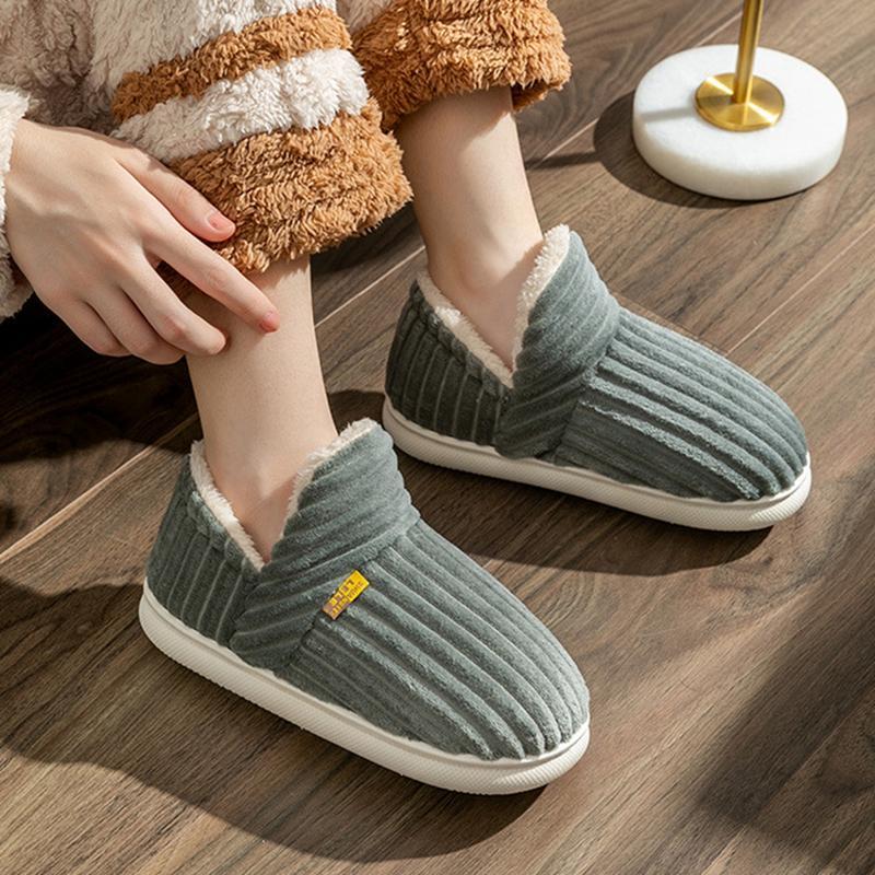 Warm Slip-On Slippers for Men & Women Simple Solid Color Close Toe House Shoes Comfortable Winter Outdoor Indoor Shoes