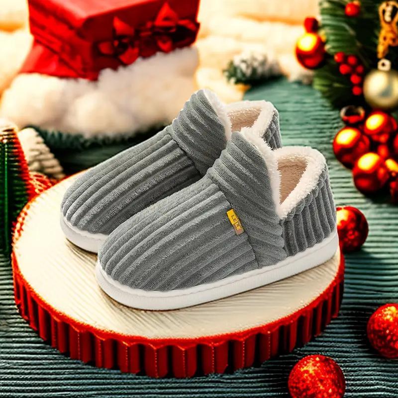 Warm Slip-On Slippers for Men & Women Simple Solid Color Close Toe House Shoes Comfortable Winter Outdoor Indoor Shoes