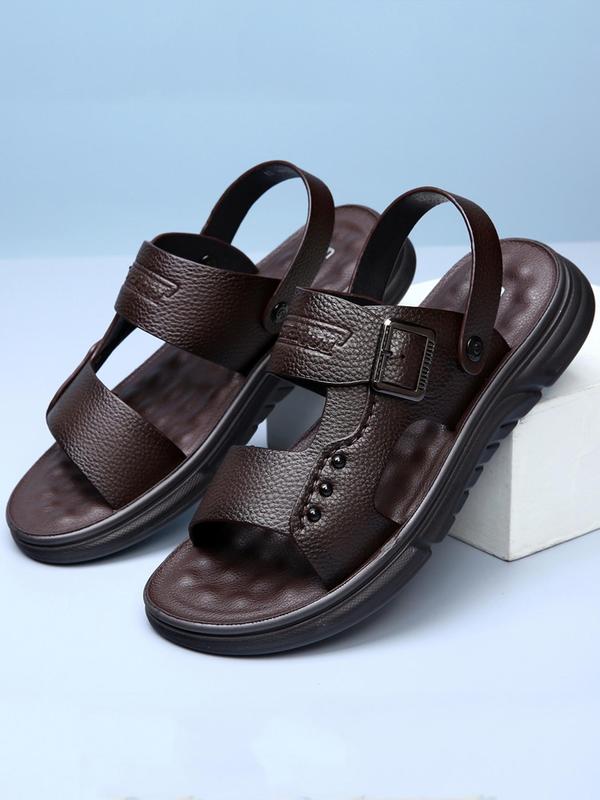 Men's Casual Plain PU Leather Sandals, 1 Pair New Trend All-match Slingback Sandals, Summer Outdoor Shoes for Daily Wear