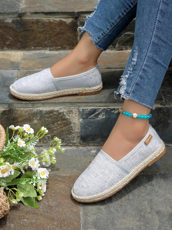 Women's Boho Style Solid Color Slip on Flats, Casual Comfortable Round Toe Flat Shoes, Fashionable Shoes for Daily Wear