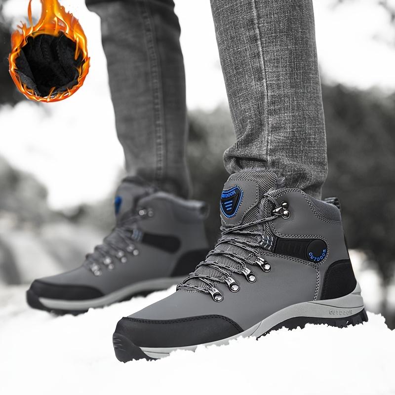 Men's Stylish Fleece-Lined Snow Boots - Warm, Comfortable Outdoor Ankle Boots with Lace-Up Closure for Winter