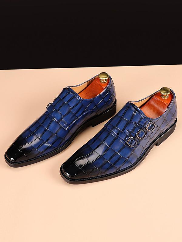 Men's Business Formal Oxford Shoes, Fashionable Geometric Pattern Slip on Dress Shoes for Work Office, Male All-match Commuter Shoes for Daily Wear