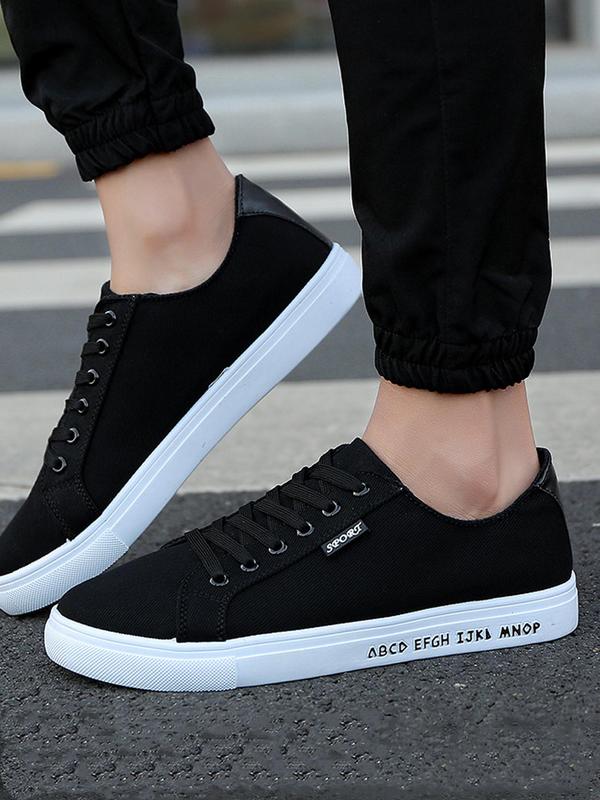 Men's 1 Pair Fashionable Low Top Skate Sneakers, Casual Breathable Letter Label Decor Lace up Skate Shoes for Daily Wear, Comfortable Sports Shoes for Daily Wear