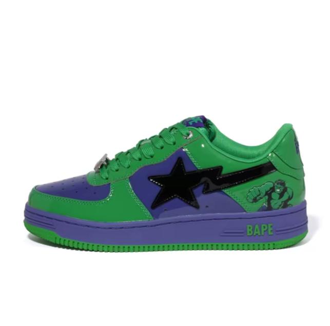 men's and women's board shoes A BATHING APE.bape. Trendy Marvel collaboration patent leather fashionable versatile multi color matching men's and women's board shoes