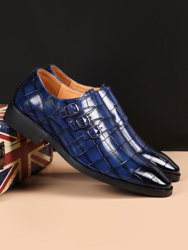 Men's Business Formal Oxford Shoes, Fashionable Geometric Pattern Slip on Dress Shoes for Work Office, Male All-match Commuter Shoes for Daily Wear