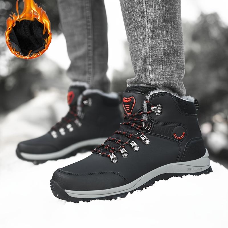 Men's Stylish Fleece-Lined Snow Boots - Warm, Comfortable Outdoor Ankle Boots with Lace-Up Closure for Winter