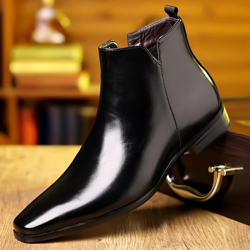 Plus Size Men's Solid Colour Chelsea Boots With Side Zipper, Comfy Non Slip Durable Rubber Sole Shes For Men's Outdoor Activities