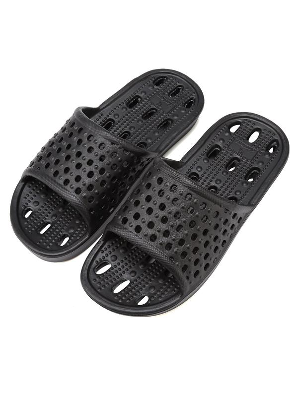 Men's Summer 2024 Casual Soft Comfortable Non-slip Slides, Solid Color Wide Band Home Bathroom Slides for Men, Basic Shoes for Outdoor & Indoor Wear