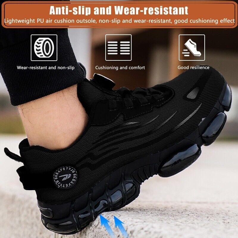 Men Work Safety Shoes Steel Toe Cap Rotating Button Boots Fashion Sneakers US