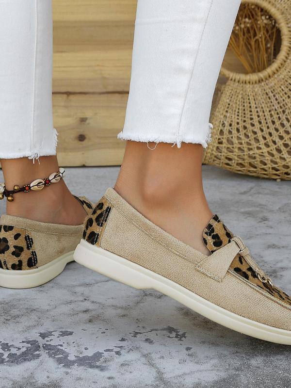 Women's Fashion Leopard Print Slip-on Shoes, Casual Comfortable Round Toe Loafers for Daily Wear, Female All-match Shoes for Spring & Fall